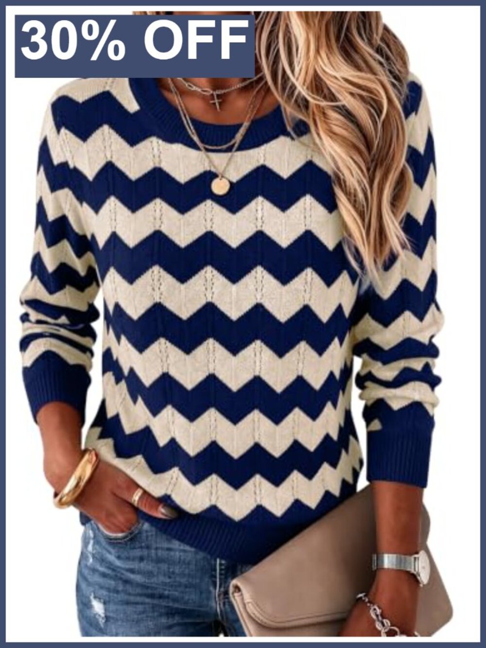 Womens Crew Neck Knit Pullover Sweater Long Sleeve Casual Fall Layering Top